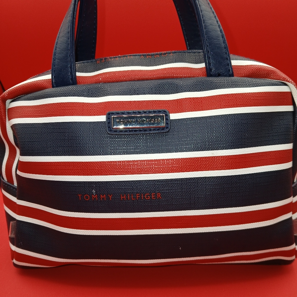 Tommy Hilfiger Red, White, and Blue Striped Tote